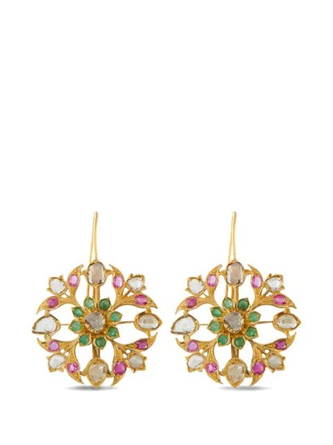 LB Exclusive floral-motif multi-stone earrings Gold MF13021826
