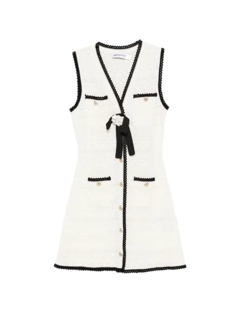 Self-Portrait bow-detail mini dress White PF26075SCW