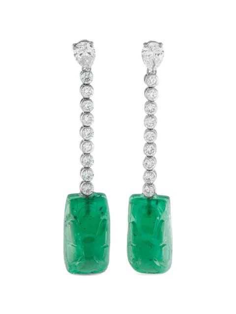 LB Exclusive diamond and emerald drop earrings Silver MF04021826