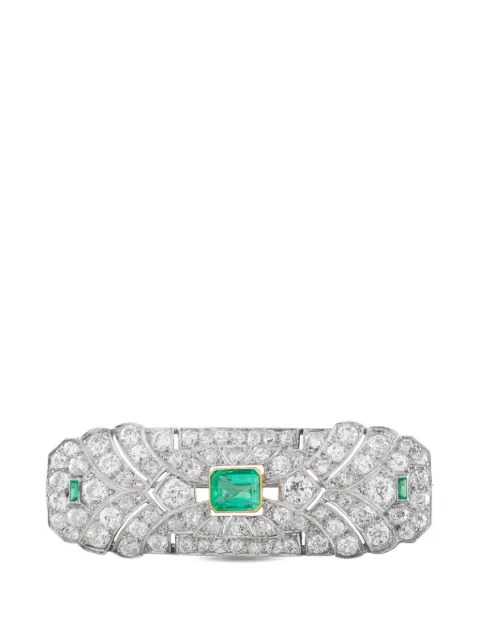 LB Exclusive Art Deco diamond emerald brooch Silver MF03021826