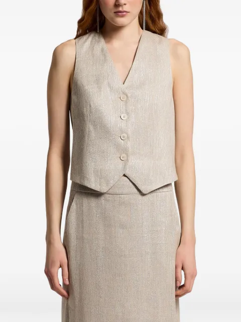 Peserico herringbone-pattern waistcoat Neutrals E03035Z00598