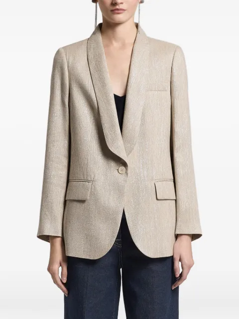 Peserico herringbone-pattern shawl-lapel jacket Neutrals E01232Z00598