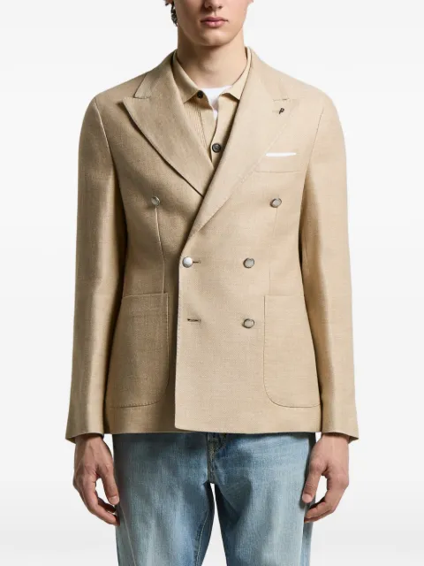 Peserico double-breasted pocket blazer Neutrals 71R515294611