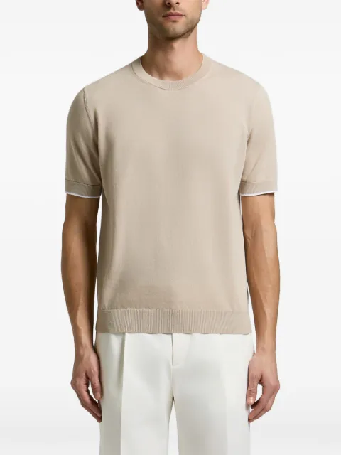 Peserico contrast-trim short-sleeve top Neutrals R59477F149173N