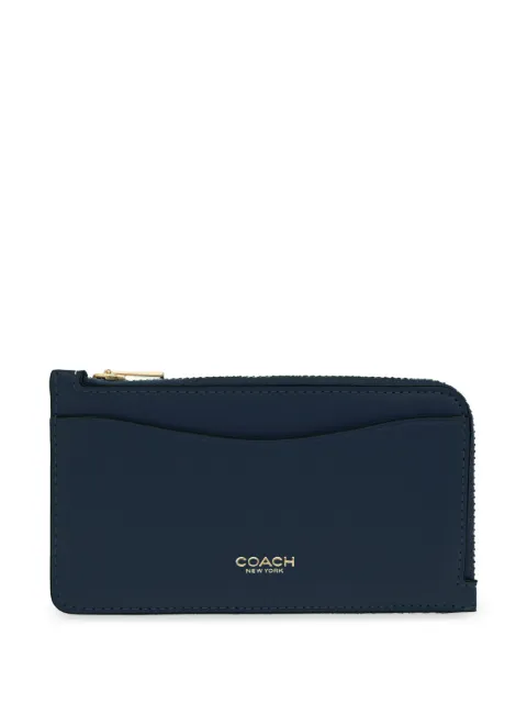 Coach New York zip leather card case Blue CZ112
