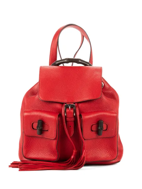 Gucci Pre-Owned flap bamboo backpack Red 370833493075