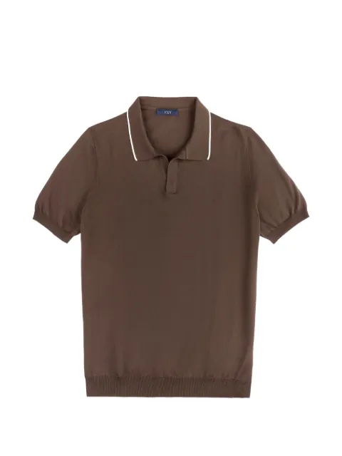 Fay V-neck piping T-shirt Brown NMMC1521740VHY