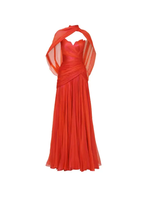 Iris Serban Petal draped gown maxi dress Red AUGUSTACORAL