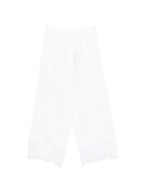 TWINSET linen cropped trousers with lace White 261TT2184