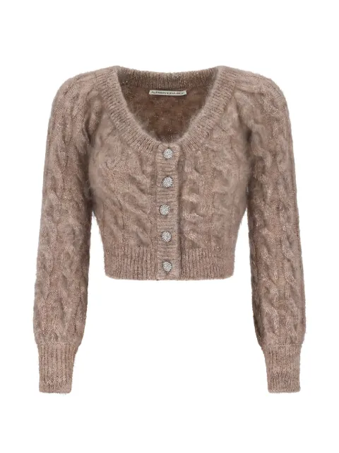 Alessandra Rich sequin cable-knit cardigan Neutrals FABX4343K4724