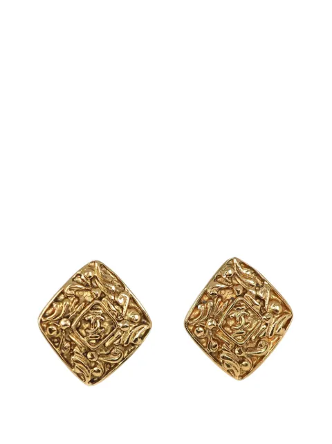 CHANEL Pre-Owned 1970-1980 CC Gold Plated Diamond Clip On Earrings costume earrings Gold PNRGSG1MG8Y5OKQL