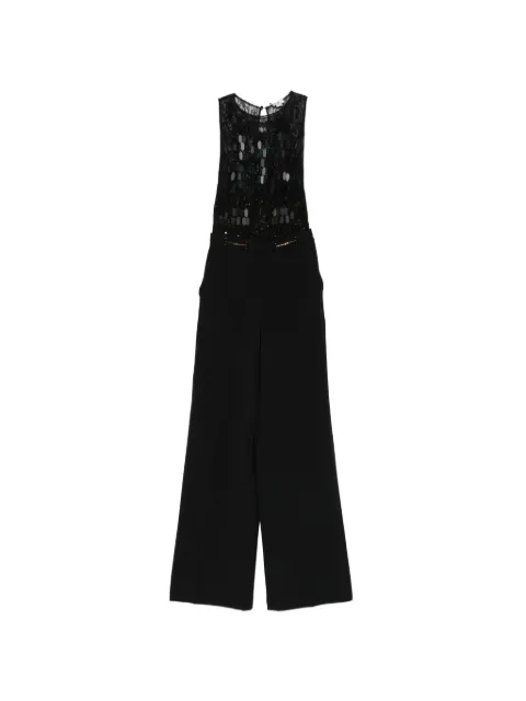 Elisabetta Franchi jumpsuit in crêpe fabric with embroideries Black TU06662E2