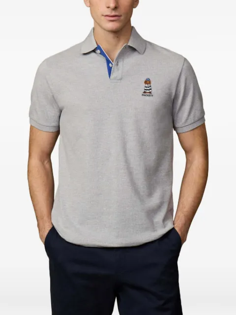 Hackett London embroidered collar polo shirt Grey HM5600142