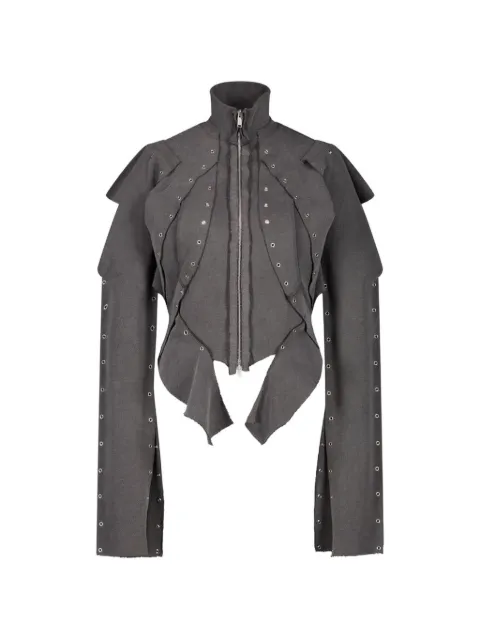 SRVC Studio eyelet-detail zip-up sweatshirt Grey SRVCTP12BLK