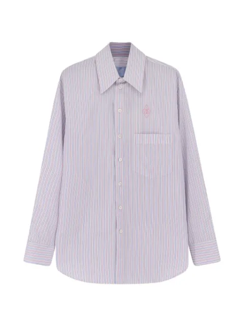Seafarer logo-embroidered striped shirt White SWC0065TCF01340003053