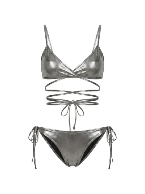 The Attico criss-cross wrap-around bikini set Grey 260WBC00009PAA115