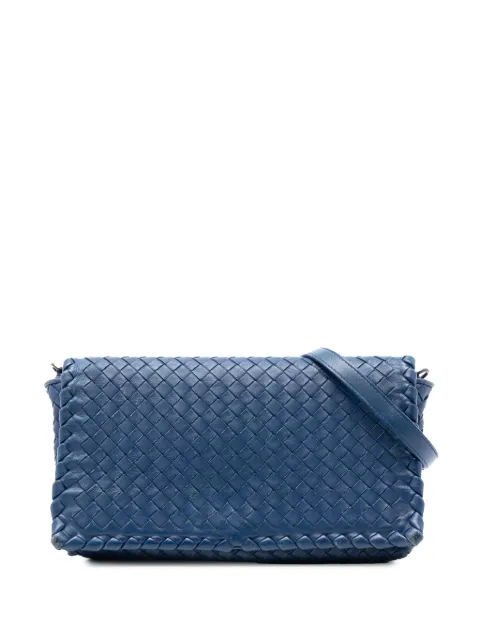 Bottega Veneta Pre-Owned 2012-2026 Nappa Intrecciato Flap crossbody bag Blue OTBCL1C78S4GSRTD