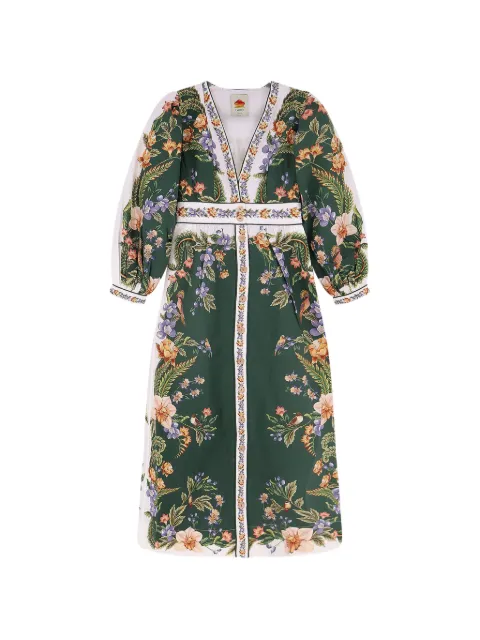 FARM Rio floral V-neck dress Green 35356826067