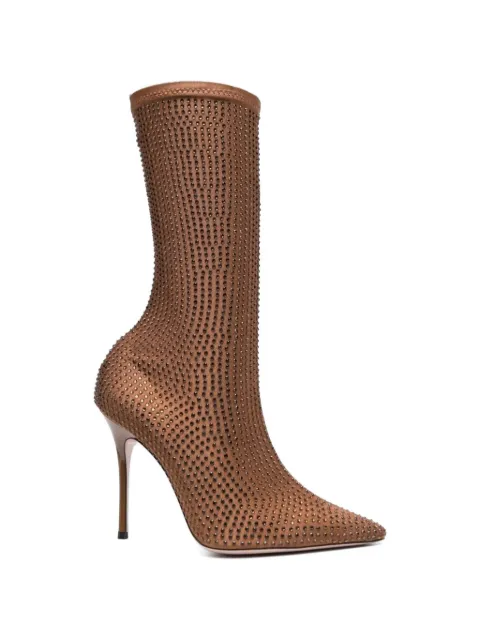 Gedebe crystal pointy ankle boots Brown LOGANBOOTIEBROWN