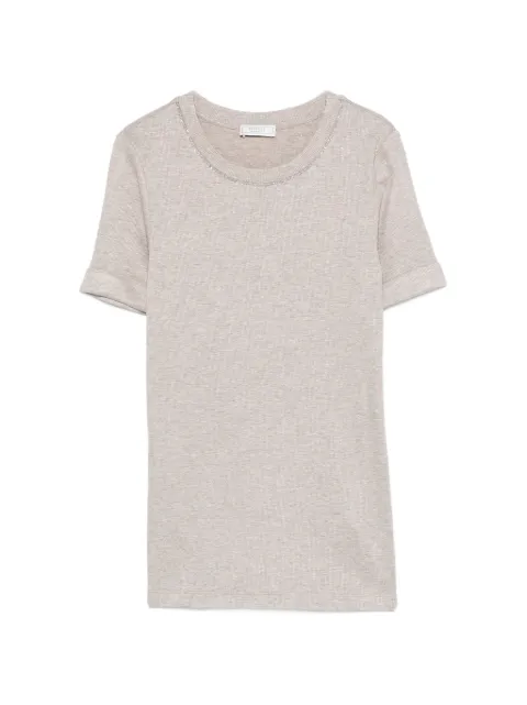 Peserico embellished round neck T-shirt Neutrals A06840J002351949