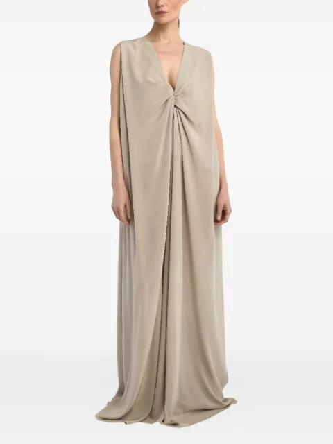 Di Stavnitser Mira V-neck twisted MAXI dress Neutrals D06S25
