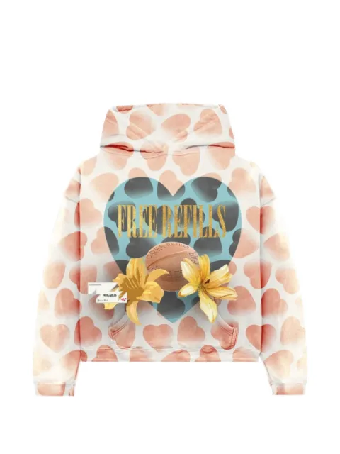 Free Refills heart print hoodie White FRS26003