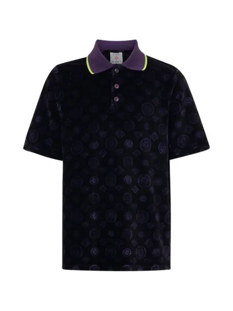 Casablanca monogram-pattern polo shirt Black MSS26JTP49601