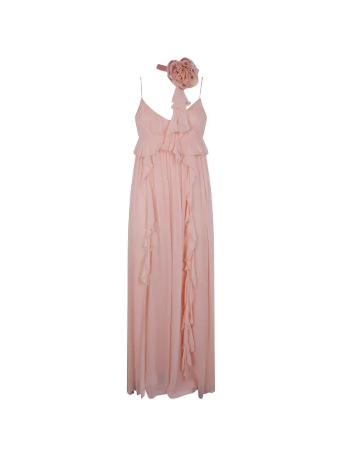 Blugirl ruffled floral silk dress Pink RA6004TS441