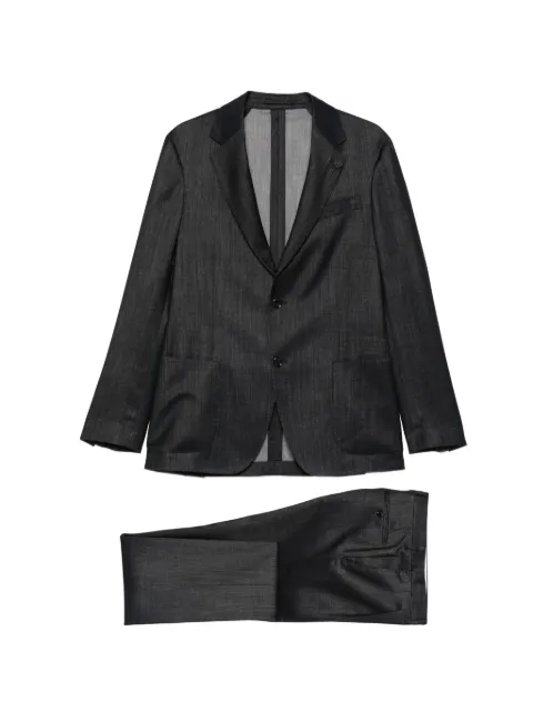 Lardini flower-pin suit Black PA6301EPAIF66417850