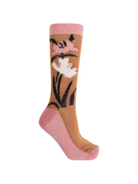 Marni cotton-nylon socks with flower intarsia Neutrals SKMC0222Q0UFC198