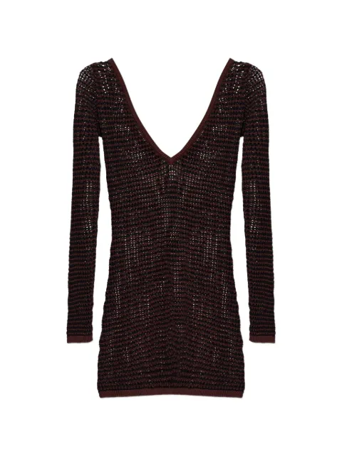 Bond-eye long-sleeve V-neck dress Brown BOUND808VSK