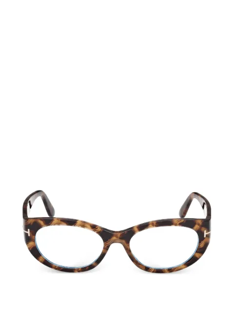 TOM FORD Eyewear tortoise round glasses Brown FT6133B
