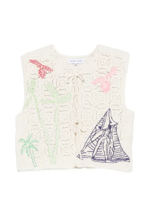 Maison Labiche Piver crochet embroidered gilet Neutrals ZWPIVERPALM