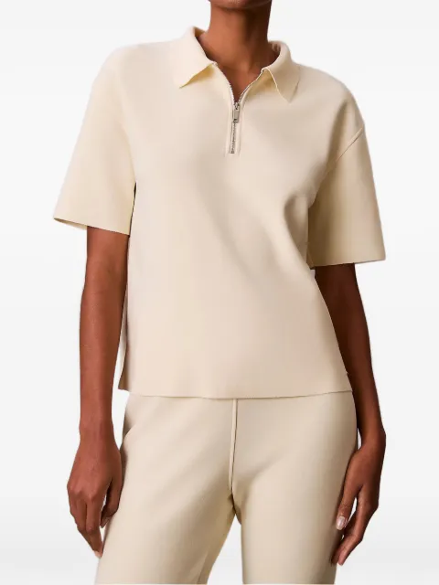 Calvin Klein zip front polo shirt Neutrals LV044E241GNWP