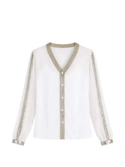 Temperley London Filigree sequin-embellished shirt White 26UFGS55124