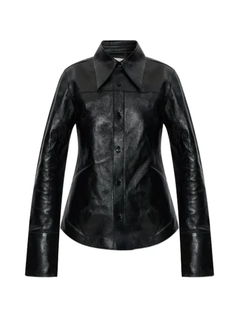 AMI Paris panelled leather shirt Black FSH827LH0065