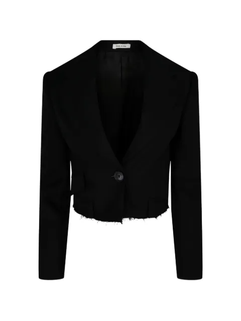 Alexander McQueen raw-hem cropped jacket Black 860482QJAF7