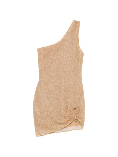 Oséree asymmetric-neck mini dress Gold HDS261