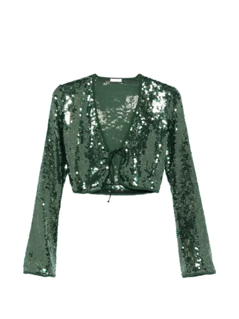 Oséree Marylin sequin tie-fastening top Green MRS261