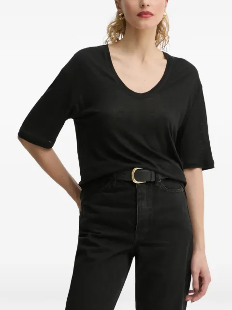 By Malene Birger Amaringa V-neck short-sleeve T-shirt Black Q71621007Z