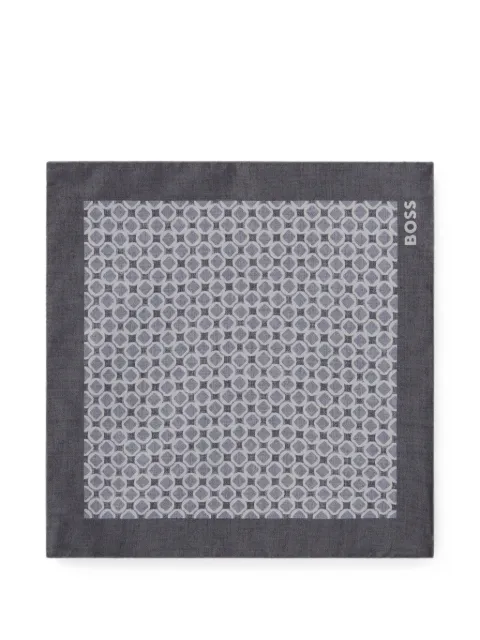 BOSS geometric-print pocket square Grey 50556356