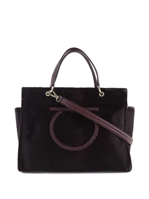 Ferragamo Pre-Owned 2010-2026 Pony Hair Gancini satchel Brown 084NTD020KYF8983