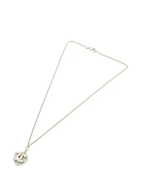 CHANEL Pre-Owned 2008 Gold Plated Rhinestone CC Logo and Heart Pendant Necklace costume necklace Blue 1BJKK8KR3Y0EYH59
