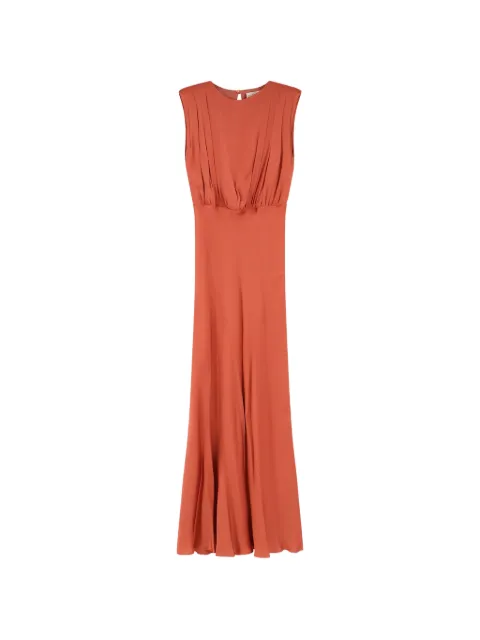 Semicouture pleated sleeveless maxi dress Orange Y6SM32U03