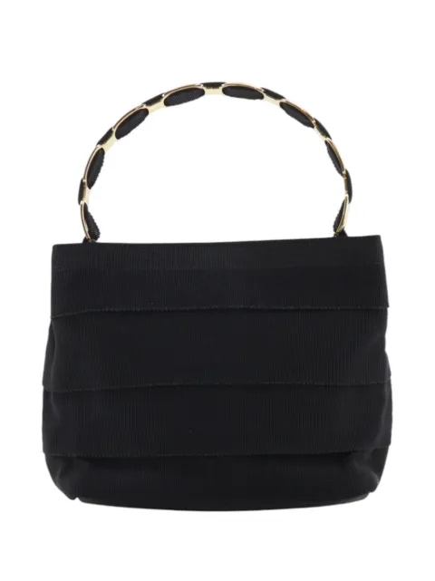 Ferragamo Pre-Owned 1990-2000 Nylon Tiered Grosgrain Vara satchel Black YFN3CLNRILABQ69T