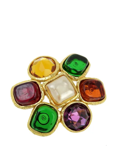 CHANEL Pre-Owned 1991 Multicolor Gold Plated Gripoix Brooch costume brooch Gold VIXC8AH2Z0RJIN97