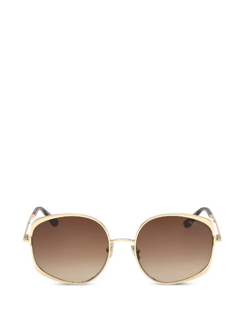 TOM FORD Eyewear browline oval-frame sunglasses Gold FT1349