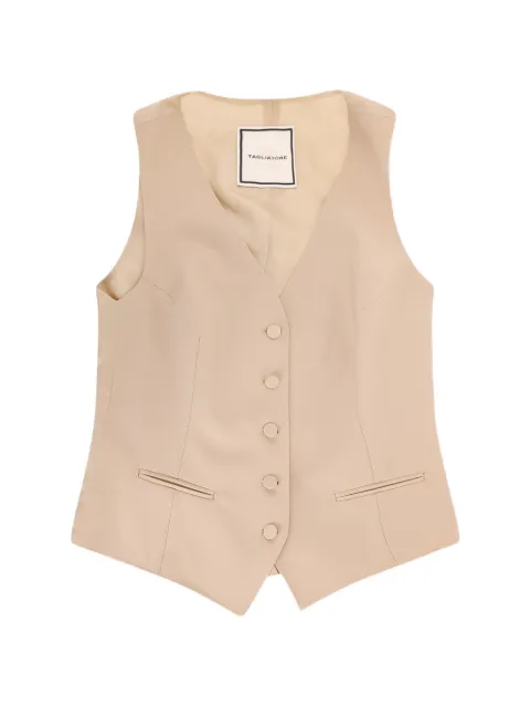 Tagliatore covered button V-neck vest Neutrals GAIL190043A1124