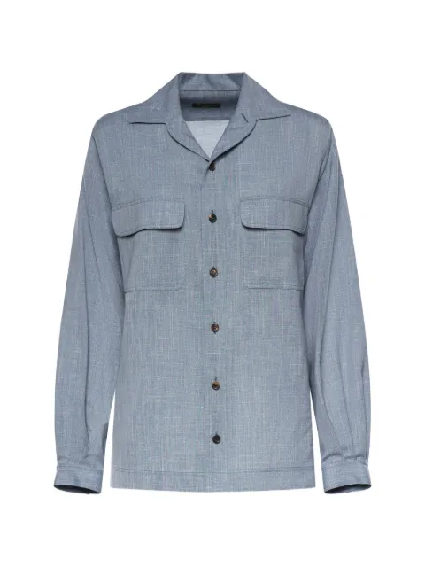 Loro Piana Ida notched-collar flap-pocket shirt Blue FAQ6421