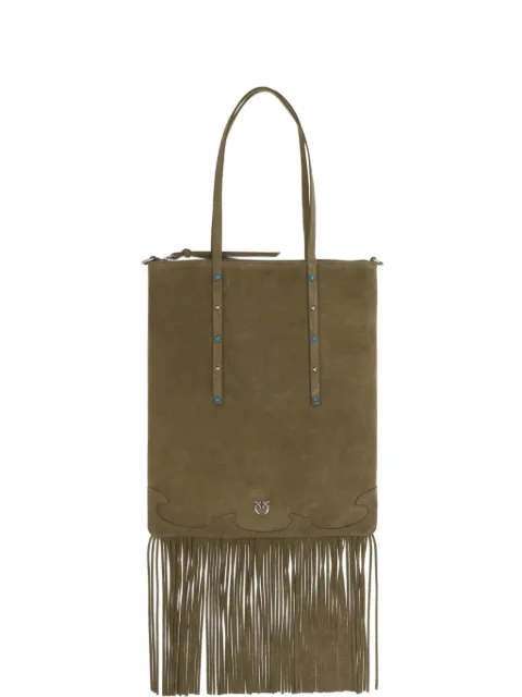 PINKO studded fringed tote bag Green 106666A0F6